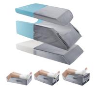 Cuscino per gambe con 3 livelli di altezza, cuscino ortopedico a cuneo per gambe dopo interventi chirurgici (ginocchio, anca, LCA), morbida schiuma memory, scanalature a forma di U per il posizionamen