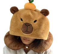 Cuscino per il collo a forma di U con cappuccio capibara - Morbido cuscino da viaggio in peluche per adulti e bambini | Perfetto per aerei, automobili, autobus e uso in ufficio | Cuscino di supporto