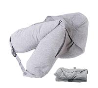 Cuscino per il collo da viaggio, cuscino imbottibile con cappuccio, borsa a riempimento confezionabile, comodo supporto per la testa, accessorio di viaggio portatile per aereo, auto, dormiente, campeg