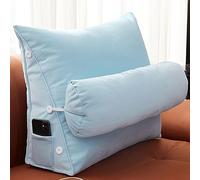cuscino per la schiena, Cuscino ergonomico per divano, poltrona letto, supporto per il collo rimovibile per guardare la TV e giocare(Sky Blue,60x50x22 CM)