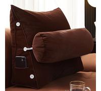 cuscino per la schiena, Cuscino ergonomico per divano, poltrona letto, supporto per il collo rimovibile per guardare la TV e giocare(Dark Coffee,60x50x22 CM)