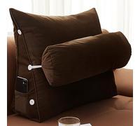 cuscino per la schiena, Cuscino ergonomico per divano, poltrona letto, supporto per il collo rimovibile per guardare la TV e giocare(Light Coffee,60x50x22 CM)
