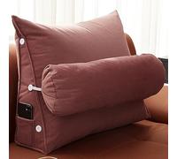 cuscino per la schiena, Cuscino ergonomico per divano, poltrona letto, supporto per il collo rimovibile per guardare la TV e giocare(Brown,45x50x22 CM)