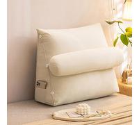 cuscino per la schiena, Cuscino per divano letto da gettare sul pavimento per leggere, giocare, TV, alleviare il dolore, carino, per la schiena e vita(Off White,45 x 50 x 22 CM)