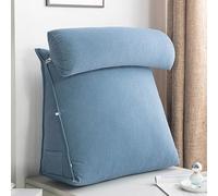 cuscino per la schiena, Poggiatesta a cuneo con braccioli, ideale per adulti che leggono/guardano la TV seduti(Iris Blue,60x50x22cm)