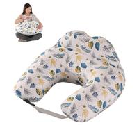 Cuscino per l'Allattamento: 100% Cotone, Cuscino per l'Allattamento a Forma di U, Cuscino della Gravidanza Ergonomico, Cuscino di Supporto per Bambini, fodera Rimovibile e Lavabile (Blu Foglia)