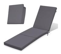 Cuscino per lettino da giardino 198x58x4 cm pieghevole | Cuscino per lettino a rotelle resistente alle intemperie e lavabile con fodera rimovibile | Modello GRIGIO SCURO GRAFITE [145]