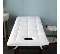 Cuscino per lettino da massaggio per salone di bellezza, con fori, spesso, antiscivolo, per il viso, morbido, confortevole, rimovibile, con cinghie elastiche per poggiatesta, per spa (bianco, rotondo