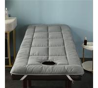 Cuscino per lettino da massaggio per salone di bellezza, con fori, spesso, antiscivolo, per viso, morbido, confortevole, rimovibile, con cinghie elastiche per poggiatesta, per spa (grigio, rotondo, 60