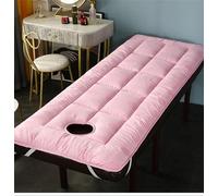 Cuscino per lettino da massaggio per salone di bellezza, con fori, spesso, antiscivolo, per viso, morbido, confortevole, rimovibile, con cinghie elastiche per poggiatesta, per spa (rosa, 60 x 180 cm)