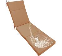 Cuscino Per Lettino Prendisole Sfoderabile Materassino Imbottito Da Esterno Tessuto Impermeabile Anti-UV Design Pieghevole In 4 Parti Per Giardino, Piscina(Khaki,2PCS 72x21IN/180x53cm)