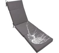 Cuscino Per Lettino Prendisole Sfoderabile Materassino Imbottito Da Esterno Tessuto Impermeabile Anti-UV Design Pieghevole In 4 Parti Per Giardino, Piscina(Gray,2PCS 72x21IN/180x53cm)