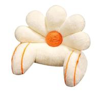 Cuscino per letto da lettura a forma di fiore, con supporto per le braccia, lavabile, in finta pelliccia, per rilassarsi, guardare la TV e giocare (bianco, 50 x 40 cm)