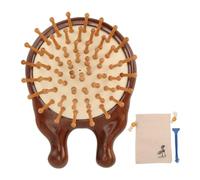 Cuscino per massaggio del cuoio capelluto Spazzola per capelli Denti densi multifunzionali Pettine per massaggio al naso portatile in legno per viaggi a casa