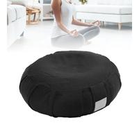 Cuscino per meditazione da pavimento con rivestimento in cotone e imbottitura di pula di grano saraceno, nero