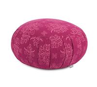 Cuscino per meditazione Zafu "Maharaja Collection" coperta in cotone (corpo) non sfoderabile, imbottitura di farro, 28 x 17 cm, cuscino con pieghe per meditazione seduta.