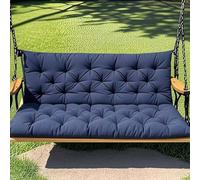 Cuscino per panca da giardino all'aperto, impermeabile, con schienale, comodo, antiscivolo, per 2-3 persone (100 x 100 x 10 cm, blu navy)