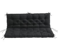 Cuscino Per Panca Da Giardino, Cuscino Per Dondolo 2 E 3 Posti Impermeabile, Set Seduta E Schienale Per Altalena Da Esterno Con Legature, Ideale Per Veranda, Esterno E Interno(Black,150 * 100 * 10cm)