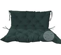 Cuscino per panca da giardino extra spesso, impermeabile, con schienale, antiscivolo, tappetino di ricambio per veranda, prato e altalena, 120 x 100 x 10 cm, verde scuro