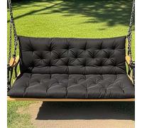 Cuscino per panca da giardino, impermeabile, con schienale, comodo cuscino antiscivolo, per 2-3 posti, 100 x 100 x 10 cm, nero