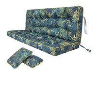 Cuscino per Panchina da Giardino a Dondolo - Impermeabile con Cinghie di Fissaggio, 2 Cuscini Laterali - 120 cm - Erba Verde