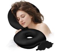 Cuscino Per Piercing Con Foro - Cuscino Per Orecchio con Foro per L'orecchio - Cuscino A Ciambella Per Chi Dorme Sul Fianco - Piercing Pillow per Alleviare il Dolore all'orecchio (Nero)