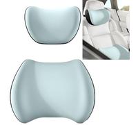 Cuscino per Schienale E Collo per Auto, Confezione da 2 Cuscini Ergonomici per La Testa E Il Supporto Lombare per Auto, Cuscino per La Schiena E Cuscino(Blue)