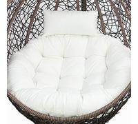Cuscino per sedia a dondolo， Cuscino for sedia a cestino, spesso, con amaca sospesa e fodera lavabile(White)