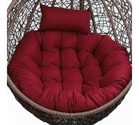 Cuscino per sedia a dondolo, Cuscino for sedia a dondolo sospesa for esterni, cuscino for sedia amaca da giardino rotondo addensato con poggiatesta regolabile, cuscini for sedia lavabili(Wine Red)