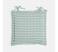 Cuscino per sedia a quadri, in cotone e lino, Cottage Verde 40 x 40 cm