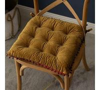 Cuscino per Sedia Comfort Moderno Velluto con Lacci Addensare Il Cuscino per Sedia da Ufficio Decorazioni per La Casa Sedie da Pranzo, Yellow, 40x40cm(16x16inch)