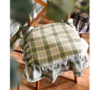 Cuscino per Sedia Con Volant Scozzese di Bufalo - Stile Country Tartan Con Lacci per Cucina e Pranzo - Super Morbido Con Rivestimento in Cotone Rimovibile (Rosso)
