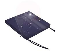 Cuscino per sedia da esterno, 38 x 38 x 8 cm, resistente alle intemperie, per mobili da giardino, quadrato, con lacci, blu scuro, per sedie da terrazza e sedie da esterno