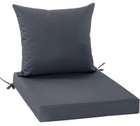 Cuscino Per Sedia Da Giardino Lavabile Con Cerniera E Cinghia, Set Di 2 Pezzi (Seduta + Schienale) Imbottitura Spessa E Resistente, Ideale Per Terrazzo, Balcone, Giardino(Gray,24x24x4in-2set)
