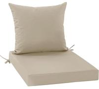 Cuscino Per Sedia Da Giardino Lavabile Con Cerniera E Cinghia, Set Di 2 Pezzi (Seduta + Schienale) Imbottitura Spessa E Resistente, Ideale Per Terrazzo, Balcone, Giardino(Beige,19x19x4in-4set)
