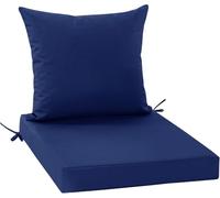 Cuscino Per Sedia Da Giardino Lavabile Con Cerniera E Cinghia, Set Di 2 Pezzi (Seduta + Schienale) Imbottitura Spessa E Resistente, Ideale Per Terrazzo, Balcone, Giardino(Deep blue,24x24x4in-2set)