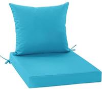 Cuscino Per Sedia Da Giardino Lavabile Con Cerniera E Cinghia, Set Di 2 Pezzi (Seduta + Schienale) Imbottitura Spessa E Resistente, Ideale Per Terrazzo, Balcone, Giardino(Blue,19x19x4in-4set)