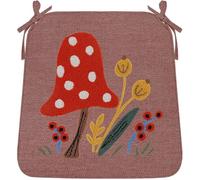 Cuscino per Sedia da Pranzo con Lacci, Fatto A Mano Ricamato A Forma di U 42x42cm Sedia da Cucina Cuscino del Sedile Cartoon Indoor Outdoor Seat Pads, Beige, 1 Pack