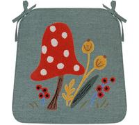 Cuscino per Sedia da Pranzo con Lacci, Fatto A Mano Ricamato A Forma di U 42x42cm Sedia da Cucina Cuscino del Sedile Cartoon Indoor Outdoor Seat Pads, Red, 1 Pack