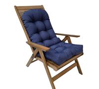 Cuscino per sedia impermeabile con schienale alto per esterni/interni, con lacci, antiscivolo, comfort e protezione per mobili da giardino (50 x 110 cm/20 x 43), blu navy