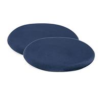 Cuscino per Sedia in Memory Foam, Rotondo, Traspirante e Morbido, Rimovibile, Ideale per sedie da Pranzo e da Ufficio, Blu Navy (2 Pezzi), 33 cm - Comodo per Studenti e per l'uso Domestico
