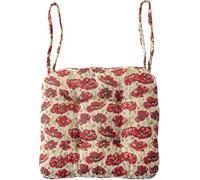 Cuscino Per Sedie Morbido - 40x40x8cm, Con Lacci, Per Cucina/sedia Da Pranzo, Riempimento In Cotone PP, Stile Country Con Motivi Di Uccelli, Lavabile(Red A)