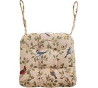 Cuscino Per Sedie Morbido - 40x40x8cm, Con Lacci, Per Cucina/sedia Da Pranzo, Riempimento In Cotone PP, Stile Country Con Motivi Di Uccelli, Lavabile(Beige A)