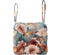 Cuscino Per Sedie Morbido - 40x40x8cm, Con Lacci, Per Cucina/sedia Da Pranzo, Riempimento In Cotone PP, Stile Country Con Motivi Di Uccelli, Lavabile(Blue)