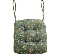 Cuscino Per Sedie Morbido - 40x40x8cm, Con Lacci, Per Cucina/sedia Da Pranzo, Riempimento In Cotone PP, Stile Country Con Motivi Di Uccelli, Lavabile(Green)