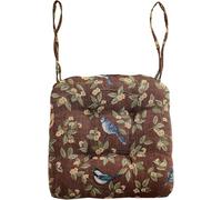 Cuscino Per Sedie Morbido - 40x40x8cm, Con Lacci, Per Cucina/sedia Da Pranzo, Riempimento In Cotone PP, Stile Country Con Motivi Di Uccelli, Lavabile(Brown)