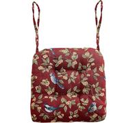 Cuscino Per Sedie Morbido - 40x40x8cm, Con Lacci, Per Cucina/sedia Da Pranzo, Riempimento In Cotone PP, Stile Country Con Motivi Di Uccelli, Lavabile(Red B)