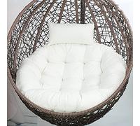Cuscino per Sedie Pensili ,Cuscino Per Sedia A Uovo Sospeso,Cuscini per Sedie A Dondolo Per Amaca A Forma Di Uova Sospese, In Rattan Di Vimini Da Appendere A Forma Di (Size:105X90cm,Color:White)