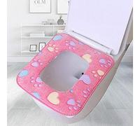 Cuscino per sedili wc quadrato in pelle PU in velluto color corallo Cuscino per sedili WC lavabile in inverno Decorazioni per la casa Coprisedili per wc ricamati, Rosa, Spagna