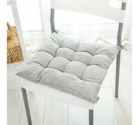 Cuscino per seduta, cuscini per sedia,Cuscino per sedia spesso quadrato in lino di cotone con lacci,Cuscino morbido e confortevole per sedia da ufficio, sedie da pranzo, decorazione della casa (Light